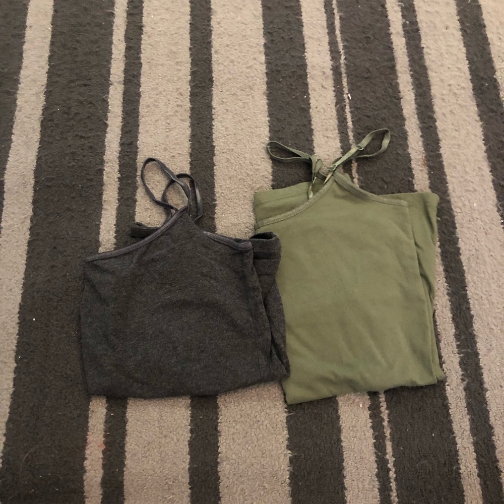 2 camis (dark grey and navy green) both are medium